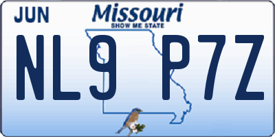 MO license plate NL9P7Z