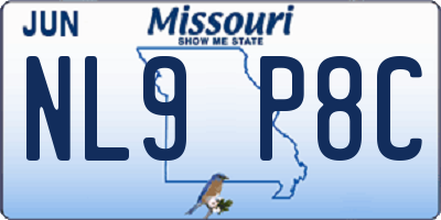 MO license plate NL9P8C