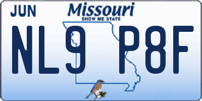 MO license plate NL9P8F