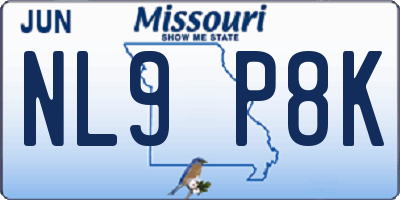 MO license plate NL9P8K