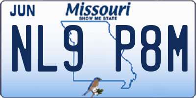 MO license plate NL9P8M