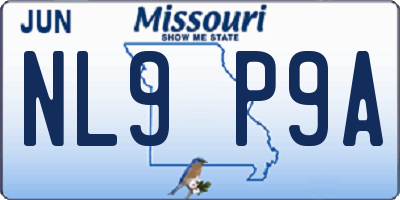 MO license plate NL9P9A