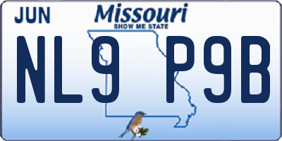 MO license plate NL9P9B