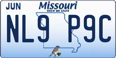 MO license plate NL9P9C