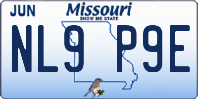 MO license plate NL9P9E