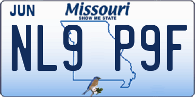 MO license plate NL9P9F