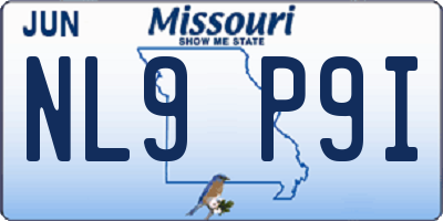 MO license plate NL9P9I