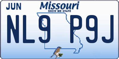 MO license plate NL9P9J