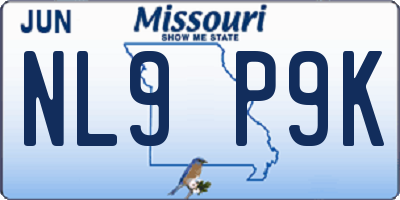 MO license plate NL9P9K