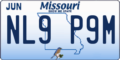 MO license plate NL9P9M