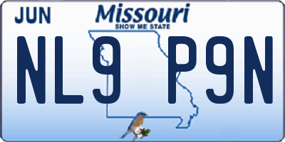 MO license plate NL9P9N