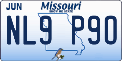 MO license plate NL9P9O
