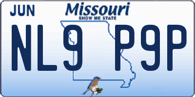 MO license plate NL9P9P