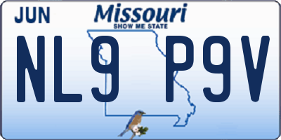 MO license plate NL9P9V