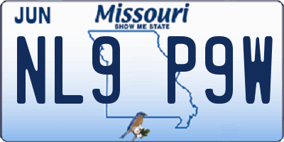 MO license plate NL9P9W