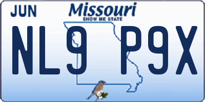 MO license plate NL9P9X