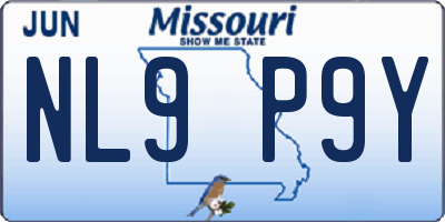 MO license plate NL9P9Y