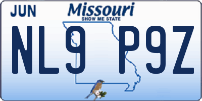 MO license plate NL9P9Z