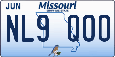 MO license plate NL9Q0O