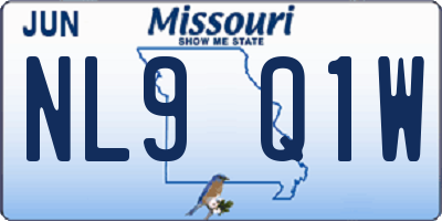MO license plate NL9Q1W