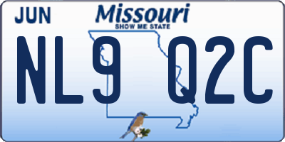 MO license plate NL9Q2C