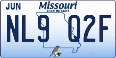 MO license plate NL9Q2F