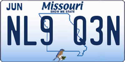 MO license plate NL9Q3N