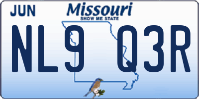 MO license plate NL9Q3R