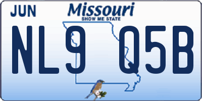 MO license plate NL9Q5B