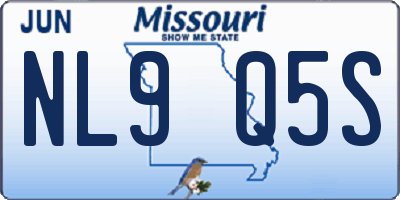 MO license plate NL9Q5S
