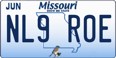 MO license plate NL9R0E