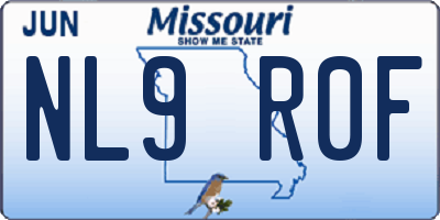MO license plate NL9R0F