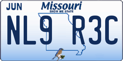 MO license plate NL9R3C