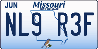 MO license plate NL9R3F