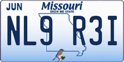 MO license plate NL9R3I