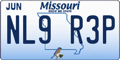 MO license plate NL9R3P