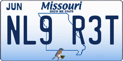 MO license plate NL9R3T