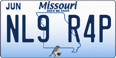 MO license plate NL9R4P
