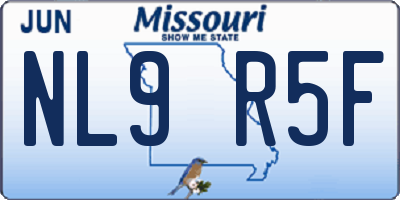 MO license plate NL9R5F
