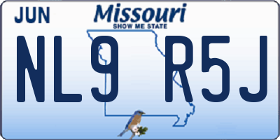 MO license plate NL9R5J