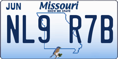 MO license plate NL9R7B