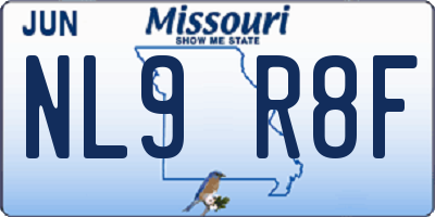 MO license plate NL9R8F