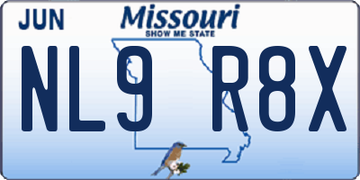 MO license plate NL9R8X
