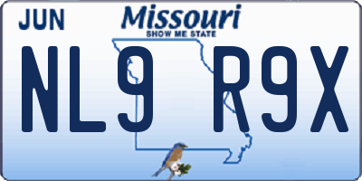 MO license plate NL9R9X