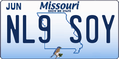 MO license plate NL9S0Y
