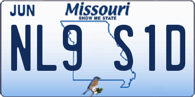 MO license plate NL9S1D