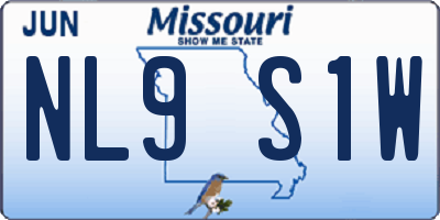 MO license plate NL9S1W