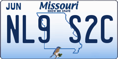 MO license plate NL9S2C
