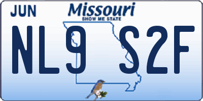 MO license plate NL9S2F