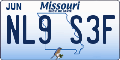 MO license plate NL9S3F